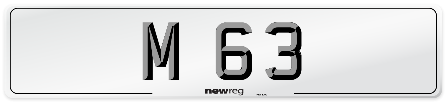 M 63 Number Plate from New Reg